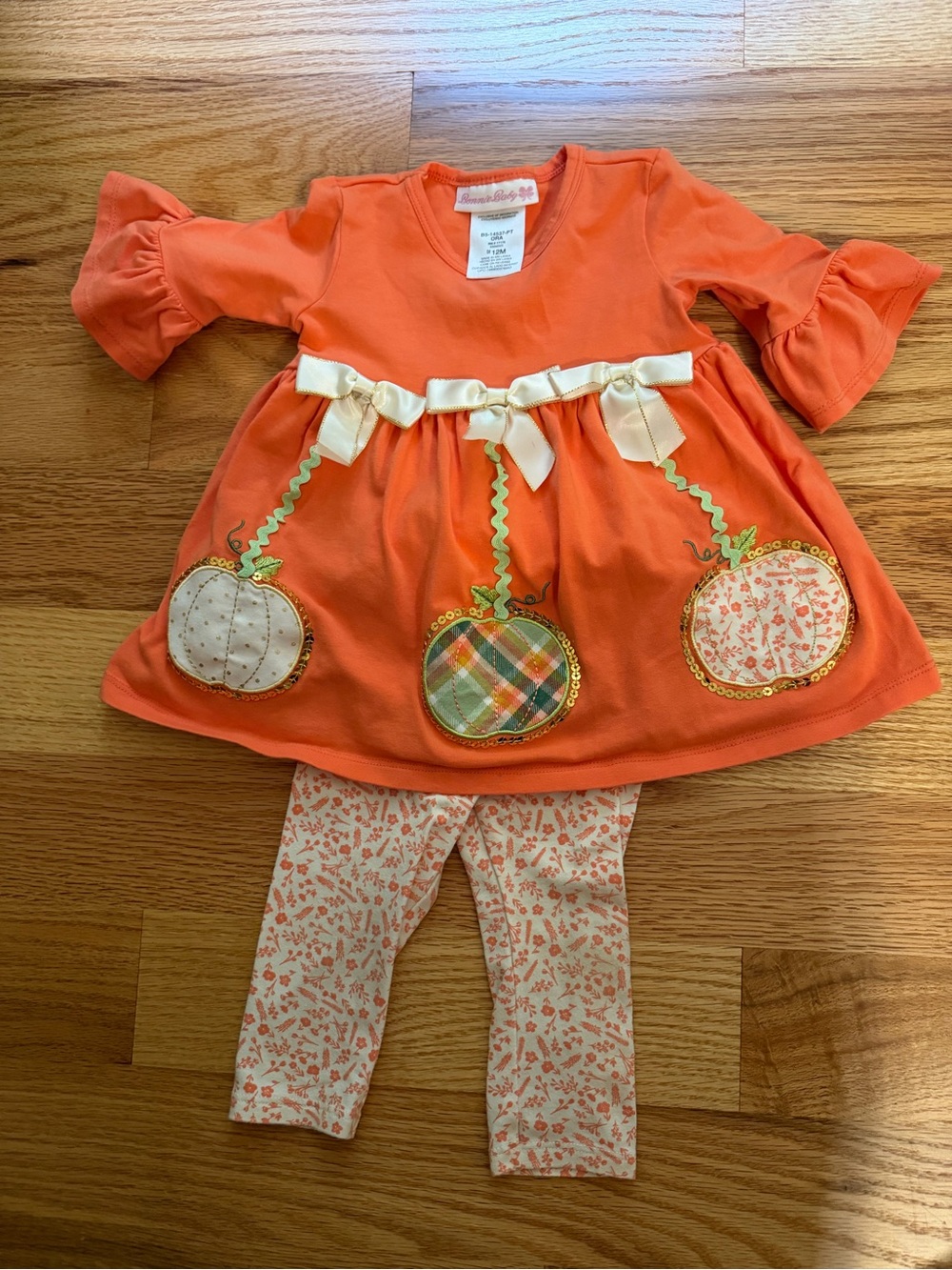 Orange Pumpkin Appliqué Dress & Leggings Kids Costume